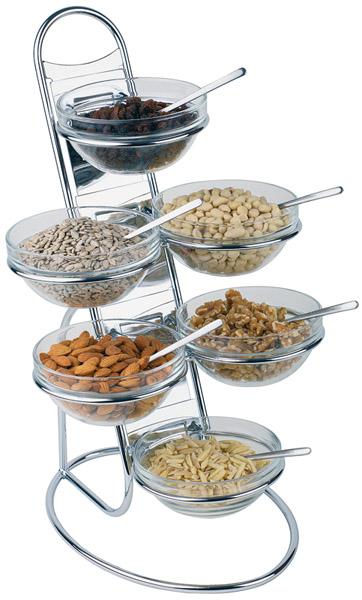 APS Buffetleiter "BIG", 11tlg. | 6 Glasschalen Ø 14 cm 0,5 Liter, 1 Leiter, 2 Doppelringe, 2 Einzelringe | individuell zusammensetzbar
