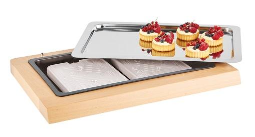 APS Buffetvitrine "TOP FRESH GN 1/1" | 4tlg  1 Holzbox mit Kunststoffwanne, 1 Tablett GN 1/1 + 2 Kühlakkus