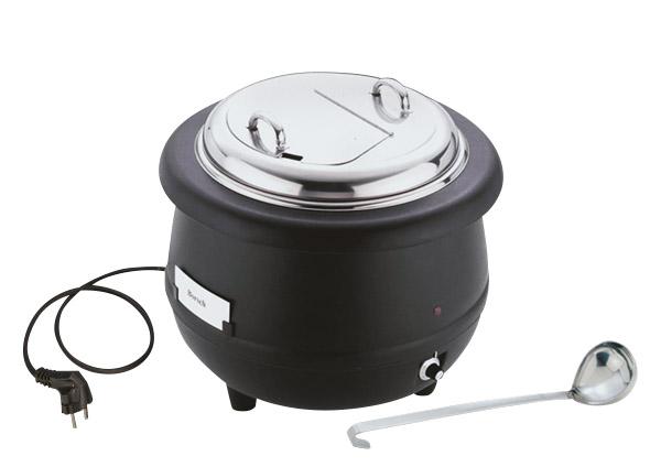 APS Elektrischer Suppentopf schwarz, mit Wasserbad, 10 Liter