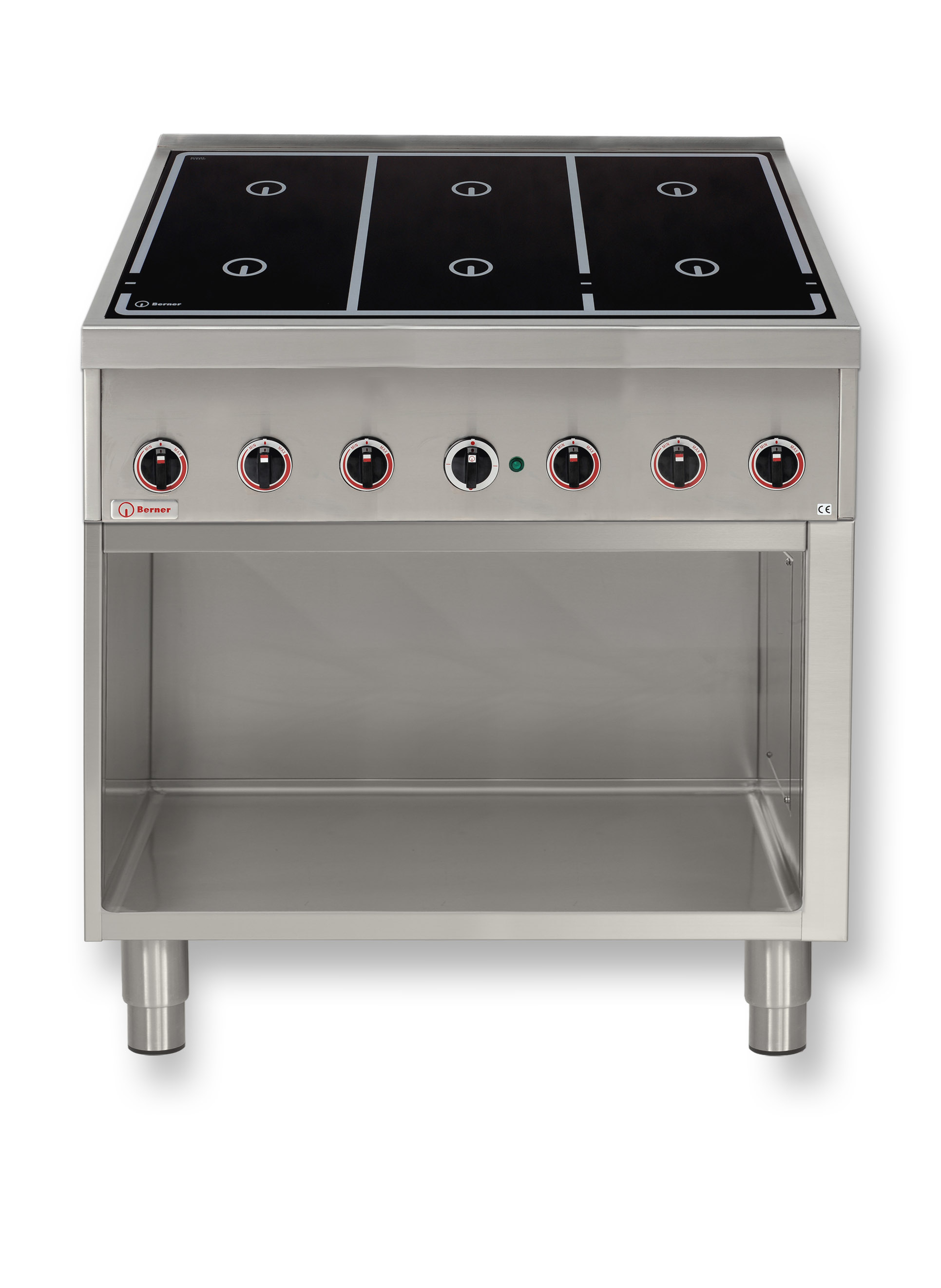 Berner Standherd Flex Induktion mit 6 quadratischen flächendeckenden Kochstellen