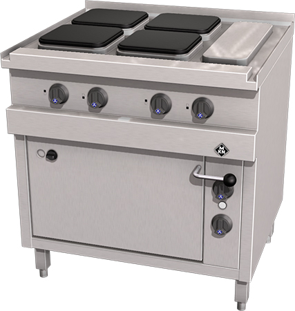MKN Herd Elektro 4 Platten mit Elektro Backofen 1 1/2 GN Optima 700