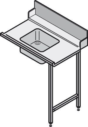 ecomax by HOBART Standard-Tisch für Haubenspülmaschine H604; mit Becken, mit Spritzblech (200 mm)