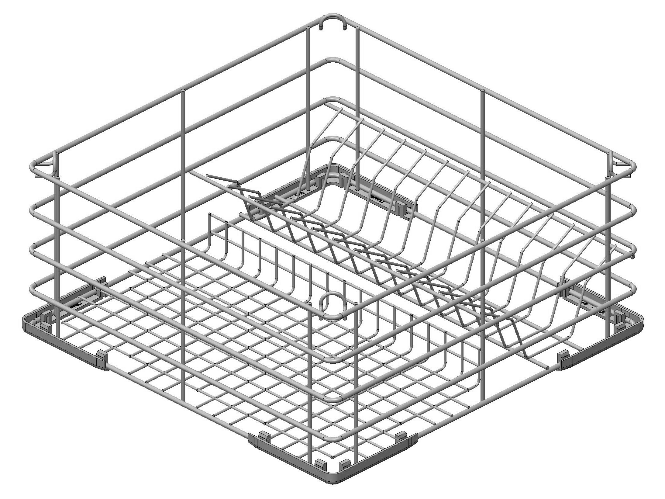 ecomax by HOBART Bistrokorb 400 x 400 mm: Mit Stellreihen für kleine Teller, Untertassen, etc., kunststoffüberzogen, Höhe 115 mm