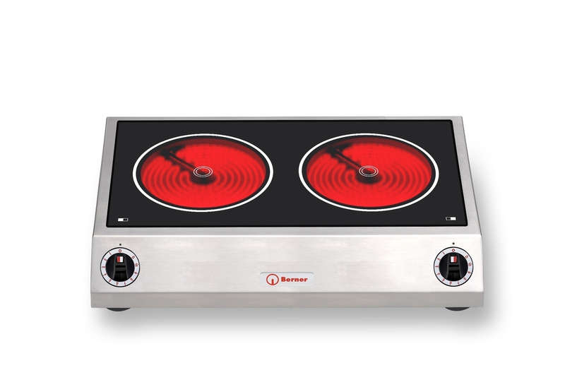 Berner Elektroherd SERIE MINI, mit Strahlheizkörper, Auftischgerät, 2 Kochstellen nebeneinander, 3,4 kW