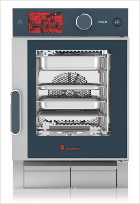 Eloma Joker 6-23 mit ST-Steuerung, Frischdampfsystem und Wassertank-Modul Bedienung oben, Rechtsanschlag, mobile Edition