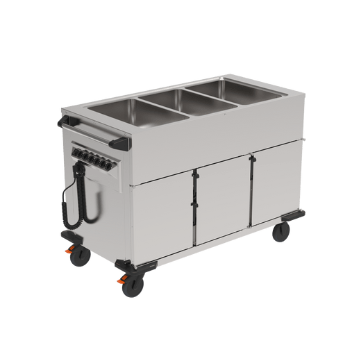 Rieber Speisentransportwagen, Norm-III-3 mit beheiztem Schrank, 3 Becken + 3 beheizbare Fächer / Art.Nr. 88131423
