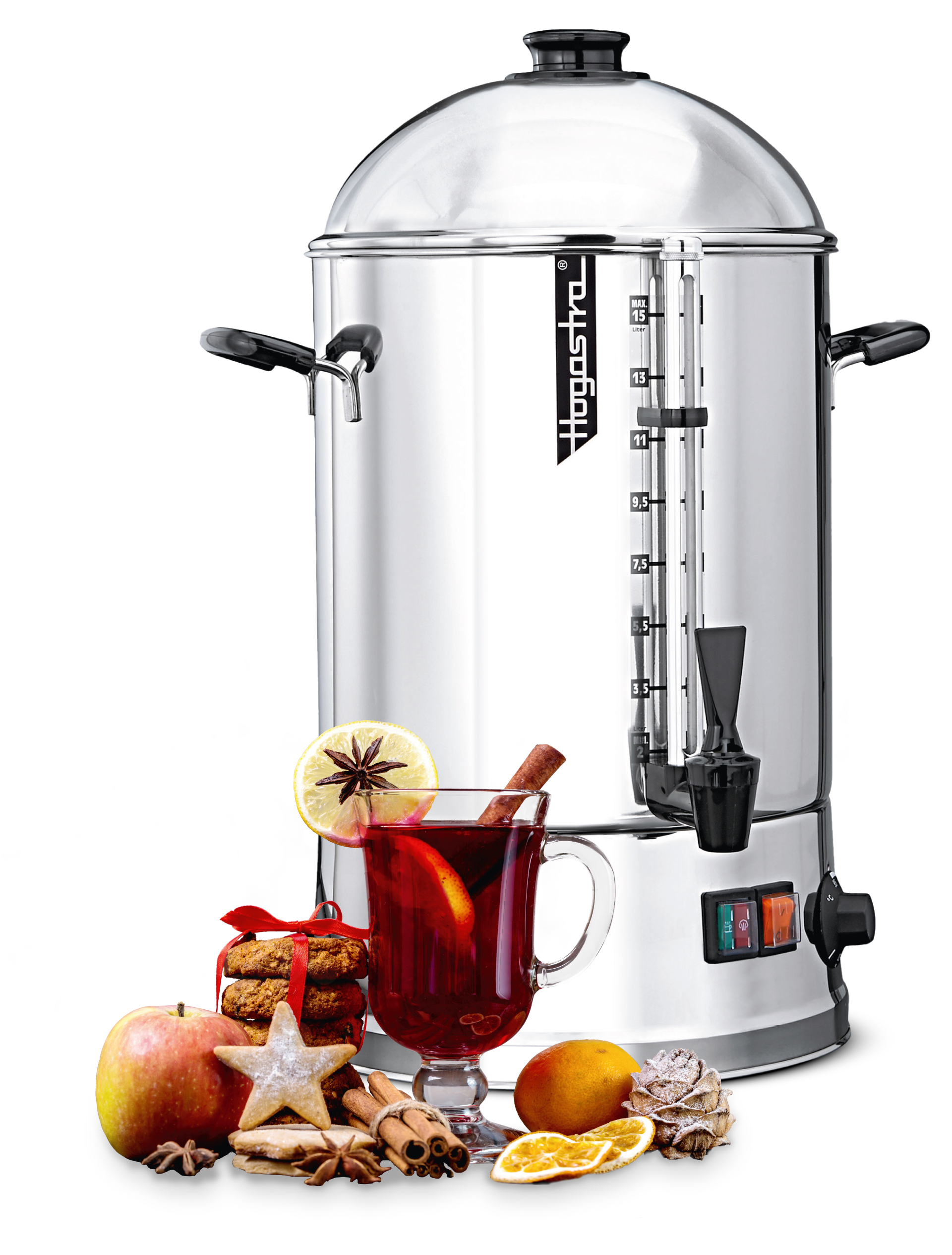 Hogastra Heißwasserautomat Glühweinspender GW15 mit Domdeckel, 2 - 15 Liter | Art.Nr. 00218-GW15