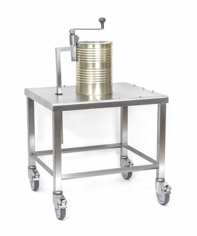 Weisser Hand-Dosenaufschneider FDO 12, fahrbar