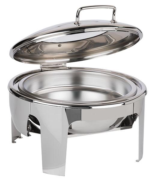 APS Dish "EASY INDUCTION" rund 6 Liter | inkl. 1 Gestell, 1 Wasserbecken, 1 Deckel, 1 runden Speisenbehälter | ohne Induktionsplatte
