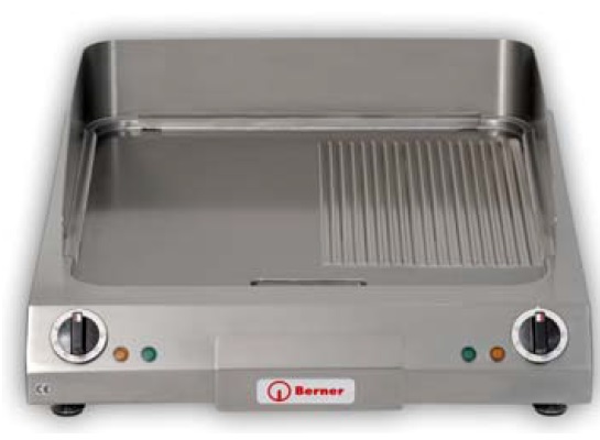 Berner Elektro-Bratplatte flach, glatt und gerillt, Auftischgerät