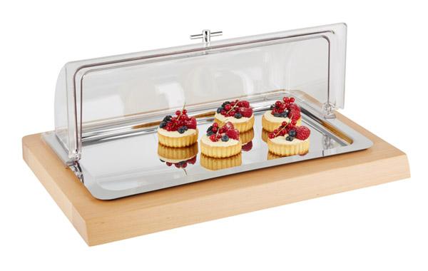 APS Buffetvitrine "TOP FRESH GN 1/1" | 4tlg  1 Holzbox mit Kunststoffwanne, 1 Tablett GN 1/1 + 2 Kühlakkus