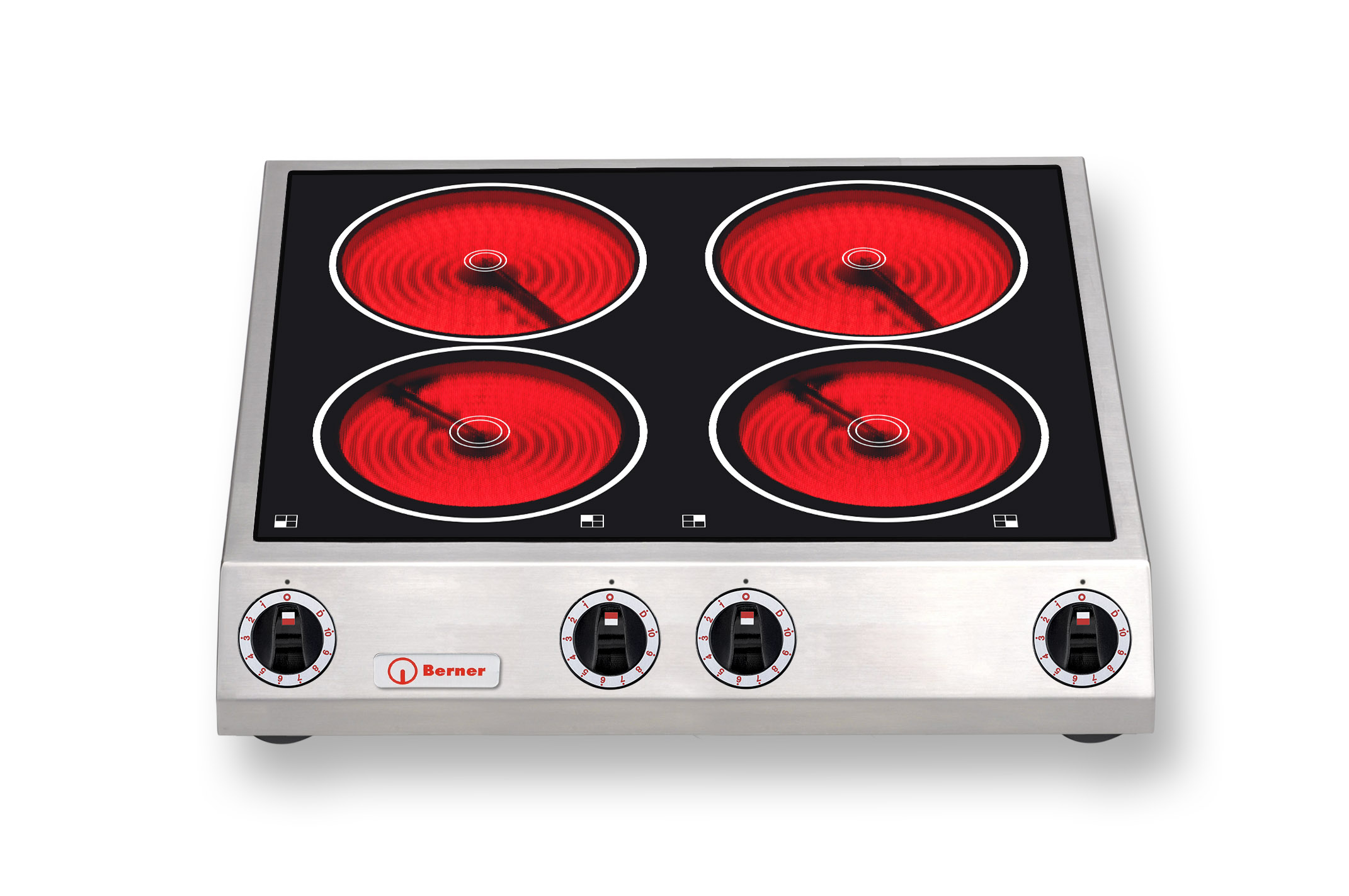 Berner Elektroherd SERIE MINI, mit Strahlheizkörper, Auftischgerät, 4 Kochstellen, 8 kW