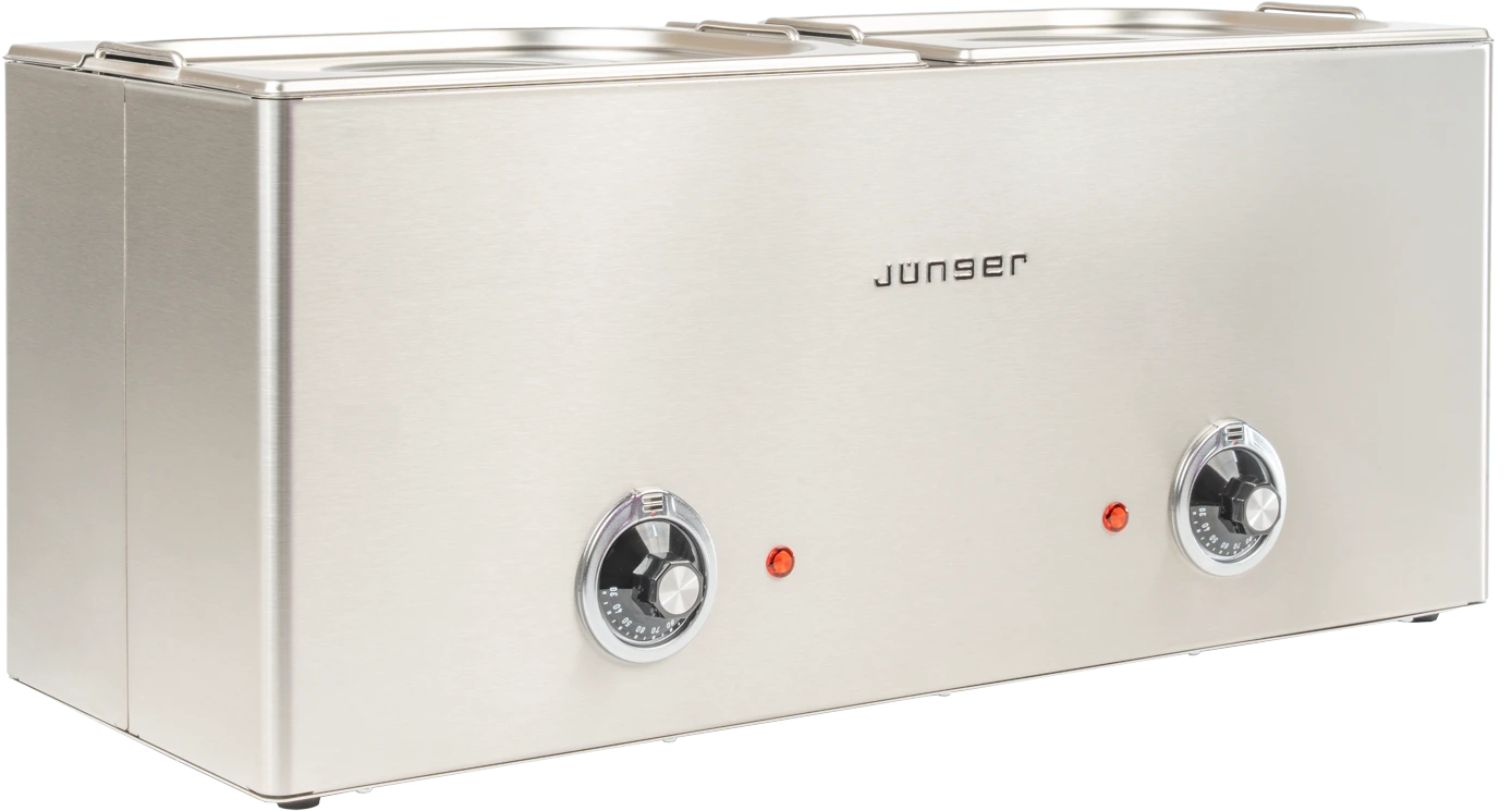 Jünger Wurstwärmer groß 2 x Behälter GN 1/2 mit Deckel - 2x 9,5 Liter