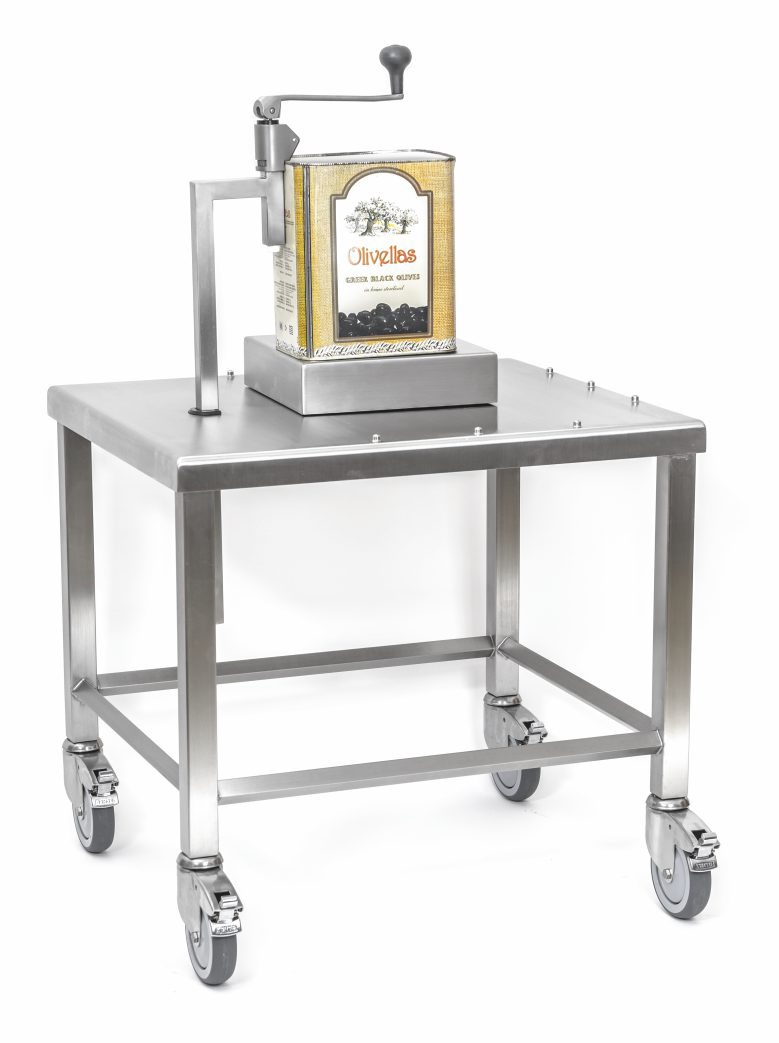 Weisser Hand-Dosenaufschneider FDO 12, fahrbar