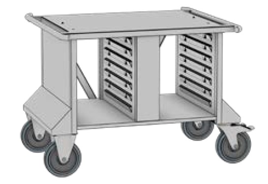 Rational Untergestell UG II MobilityLine zweiseitig offen für Typ 6-1/1 und Typ 10-1/1, mit 4 Edelstahl-Laufrollen Ø200 mm Rational Untergestell UG II MobilityLine zweiseitig offen für Typ 6-1/1 und Typ 10-1/1, mit 4 Edelstahl-Laufrollen Ø200 mm