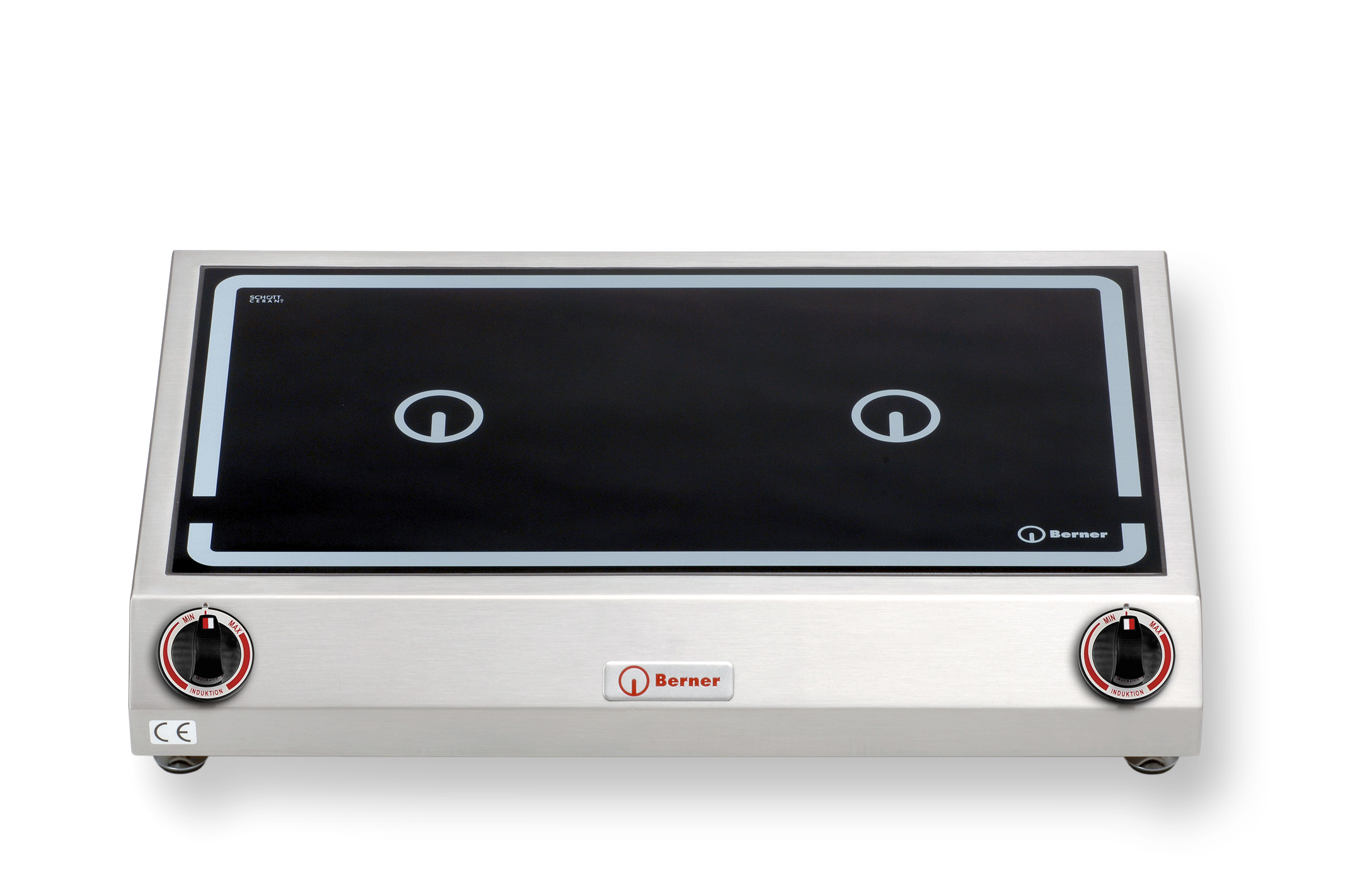 Berner Induktionsherd flach, Auftischgerät, 2 Kochstellen nebeneinander, 10 kW