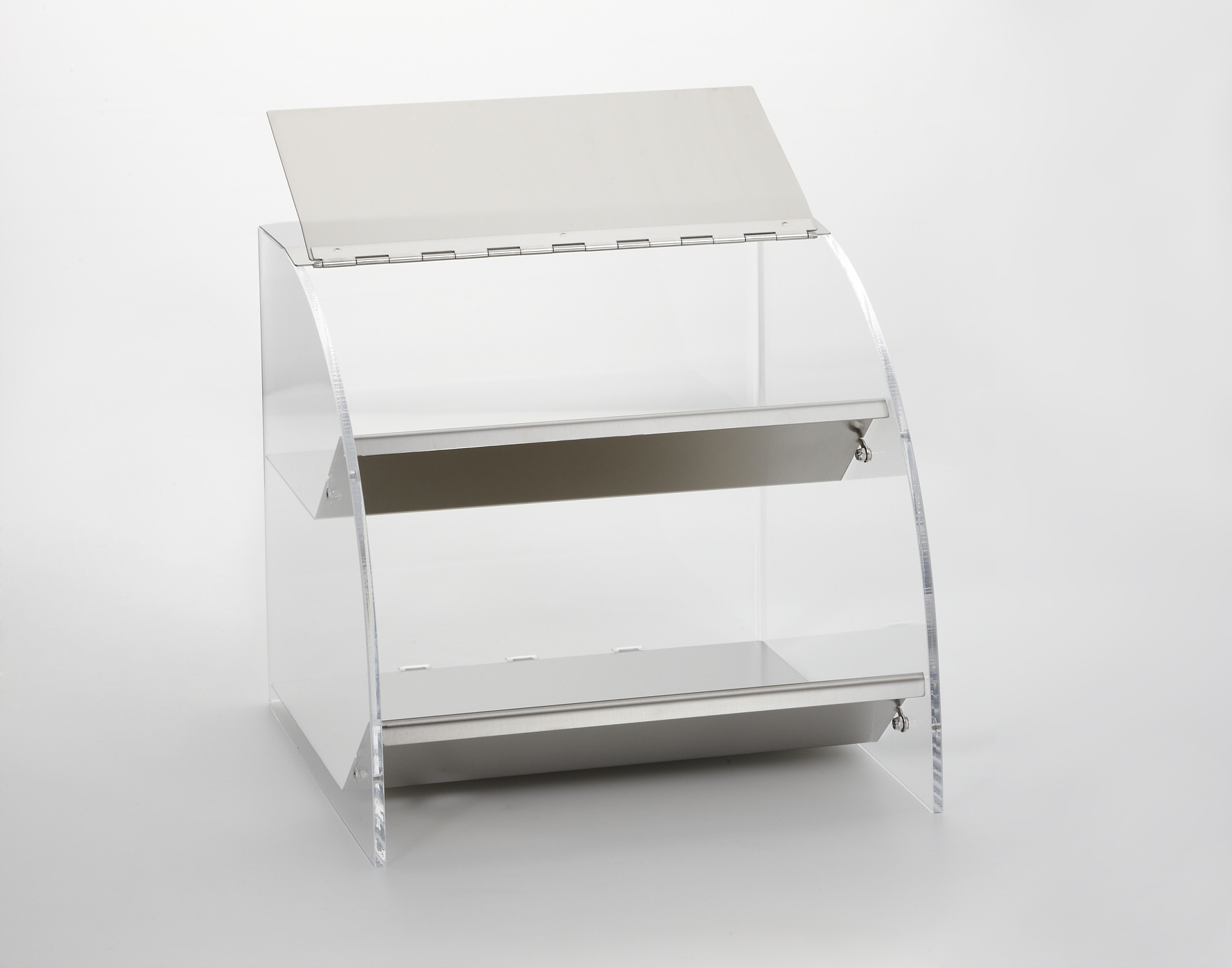 Stöckel Tresenaufsteller Kombi Box 2 Fächer mit Klappdeckel für oberes Fach