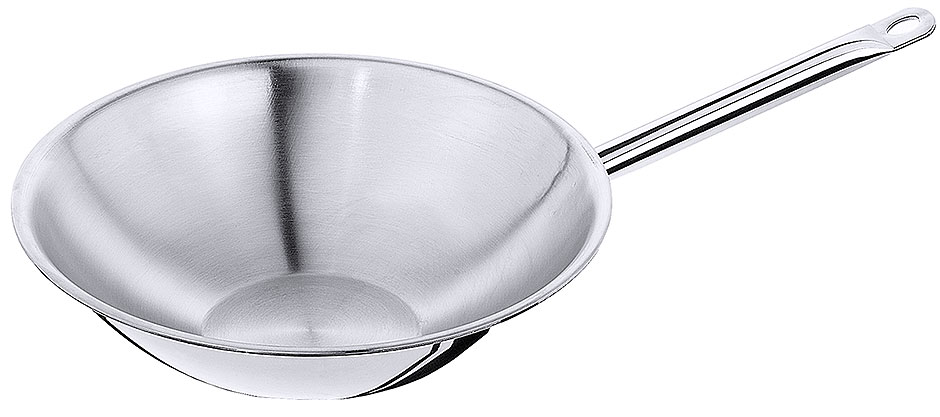 Contacto Wok Edelstahl - mehrschichtig - Boden abgeflacht