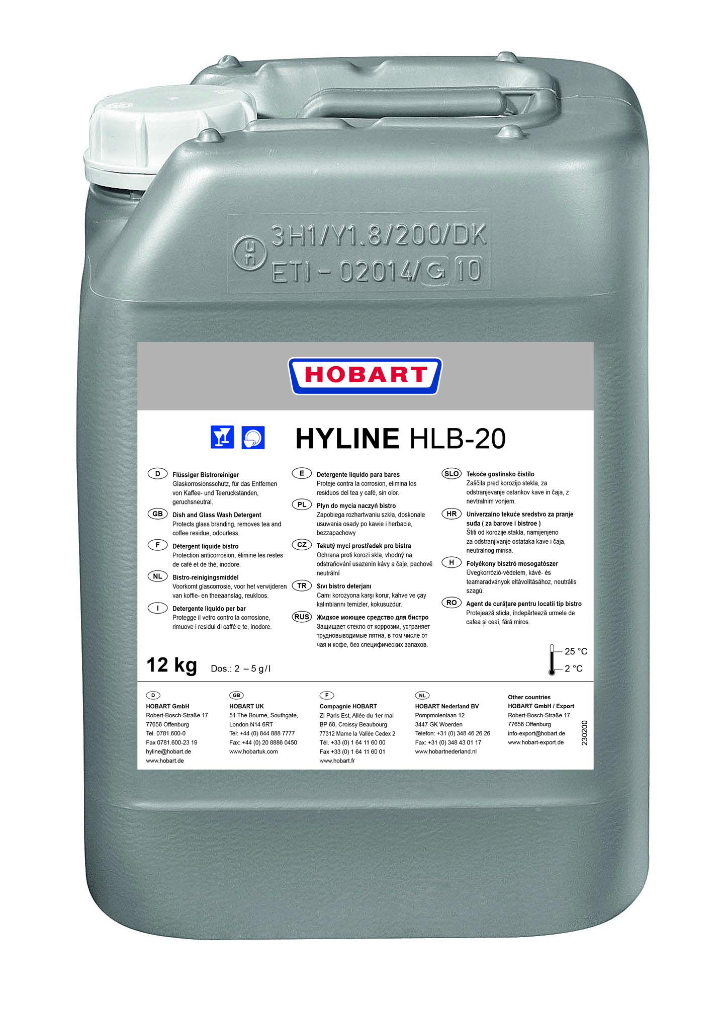 ecomax by HOBART  Hyline HLB-20 Universalreiniger für Café und Bistro; 4x 12 kg-Kanister