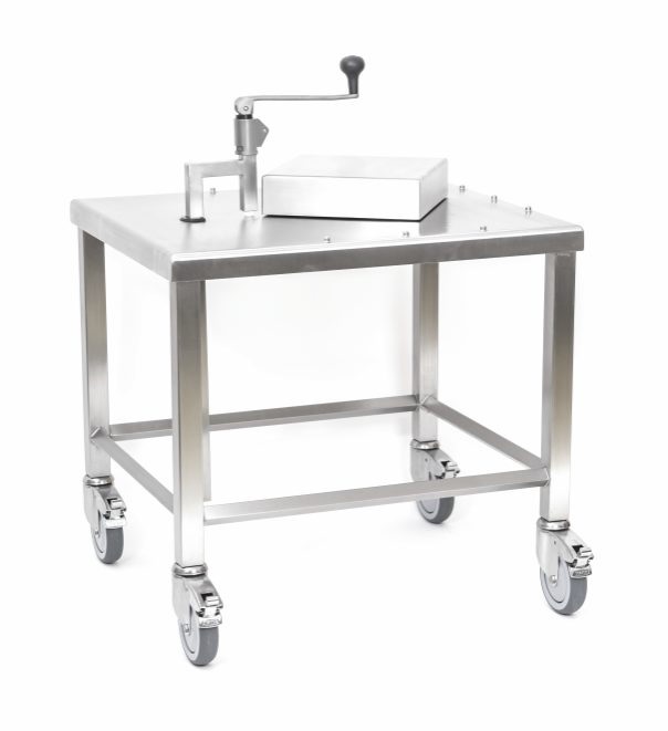 Weisser Hand-Dosenaufschneider FDO 12, fahrbar