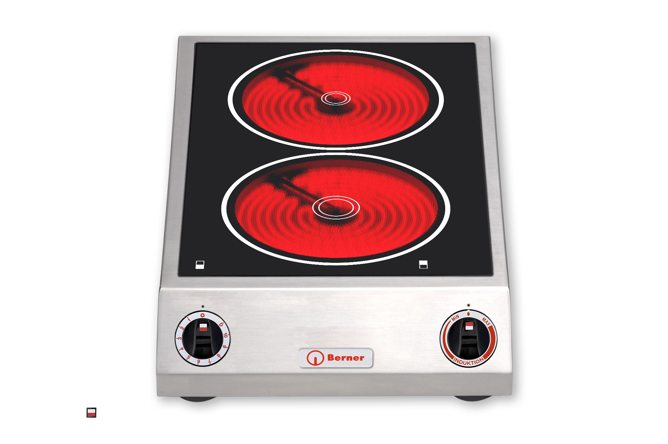 Berner Elektroherd SERIE MINI, mit Strahlheizkörper, Auftischgerät, 2 Kochstellen hintereinander, 3,5 kW