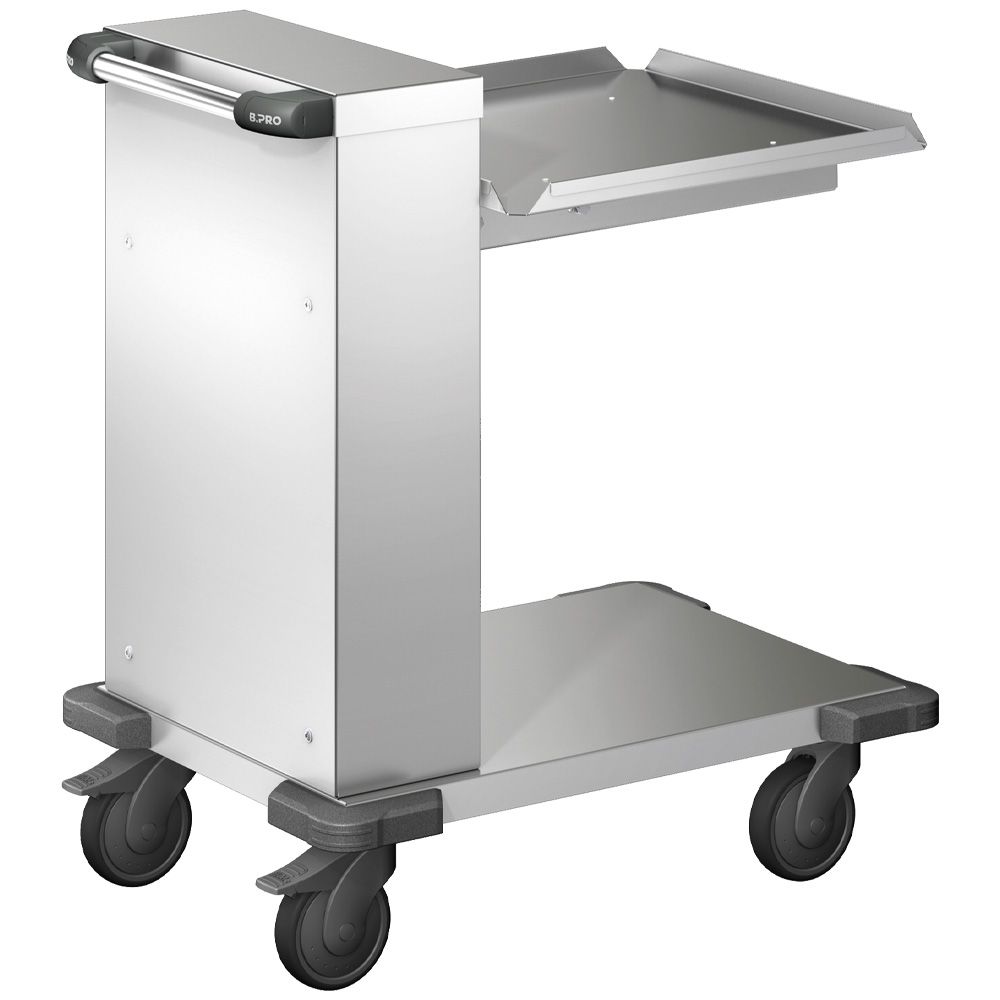 AltInfoFahrbarer B.PRO Tablettspender CCE aus Edelstahl,AltInfooffene Ausführung mit seitlichen Tablettführungen