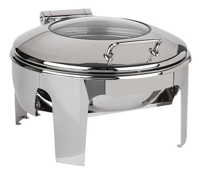 APS Dish "EASY INDUCTION" rund 6 Liter | inkl. 1 Gestell, 1 Wasserbecken, 1 Deckel, 1 runden Speisenbehälter | ohne Induktionsplatte